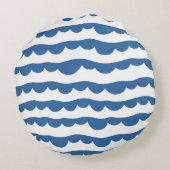 ホタテ航海のガイのエッジの青いスケッチパターン ラウンドクッション (裏面)