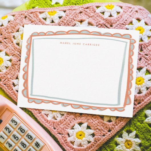 ホタテ色彩の鮮やかロの名パーソナライズされた前 ノートカード