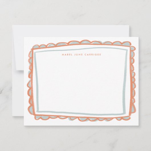 ホタテ色彩の鮮やかロの名パーソナライズされた前 ノートカード (正面)