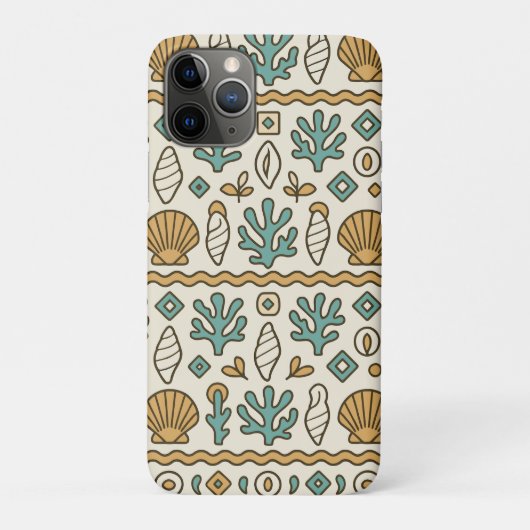 ホタテ貝と珊瑚のスカンジナビア民芸調パターン Case-Mate iPhoneケース (裏)