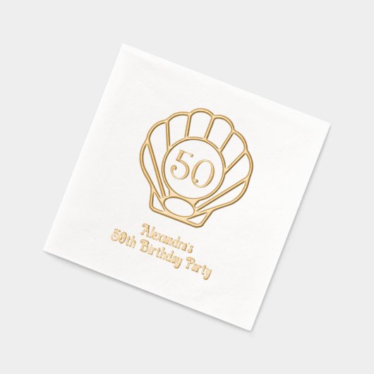 ホタテ貝の誕生日パーティー エレガントなデザイン #2 箔ナプキン (左)