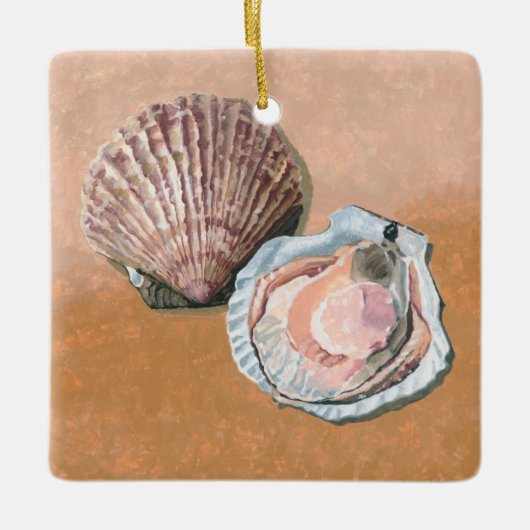 ホタテ貝の静物画 セラミックオーナメント (正面)