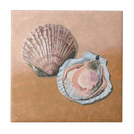 ホタテ貝の静物画 タイル