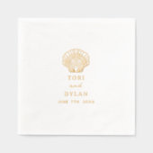 ホタテ貝トロピカルビーチ結婚式 箔ナプキン (正面)