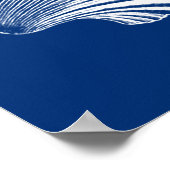 ホタテ貝ブロックプリント、ネイビーブルーとホワイト ポスター (角)