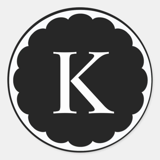 ホタテ貝枠付き白丸モノグラム ラウンドシール (正面)