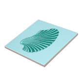 ホタテ貝殻ブロックプリント、ターコイズ及びアクア タイル (側面)