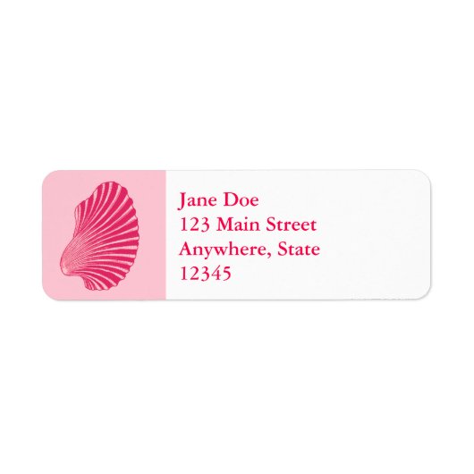 ホタテ貝殻ブロックプリント、明るい赤紫色及びピ淡い色のンク ラベル (正面)