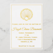 ホタテ貝殻縁取りの箔押し招待状 箔招待状 (正面)