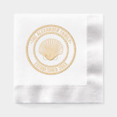 ホタテ貝#3ファミリ名日付Estdロープフレーム 箔ナプキン (正面)