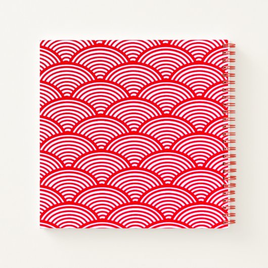 ホタテ赤と白ガイ模様モノグラム ノートブック (裏面)