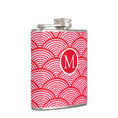 ホタテ赤と白ガイ模様モノグラム フラスク (右)