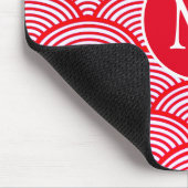 ホタテ赤と白ガイ模様モノグラム マウスパッド (コーナー)