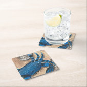 ホタテ、カニ及び網 スクエアペーパーコースター (インサイチュ)