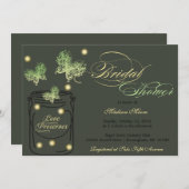 ホタルおよびメーソンジャーのブライダルシャワー-緑 招待状 (正面/裏面)