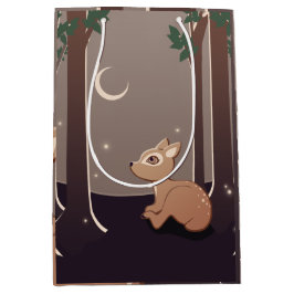 ホタルおよび月の芸術の森林子鹿 ミディアムペーパーバッグ