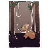 ホタルおよび月の芸術の森林子鹿 ミディアムペーパーバッグ (裏面)