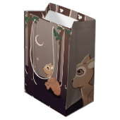 ホタルおよび月の芸術の森林子鹿 ミディアムペーパーバッグ (裏面アングル)
