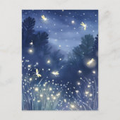 ホタルが夜に | ホタル青の水色 ポストカード (正面)