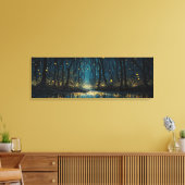 ホタルが暗い森をライトアップファンタジーパノラマ キャンバスプリント (インサイチュ (リビング))