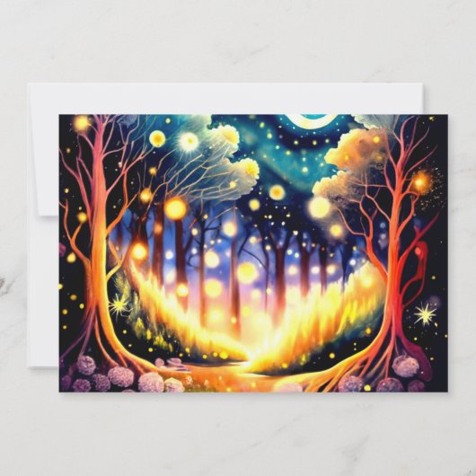 ホタルが踊る魅惑された森の赤ちゃんシャワー 招待状 (裏面)