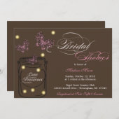 ホタルとメイソンジャーブライダルシャワー-ブラウン 招待状 (正面/裏面)