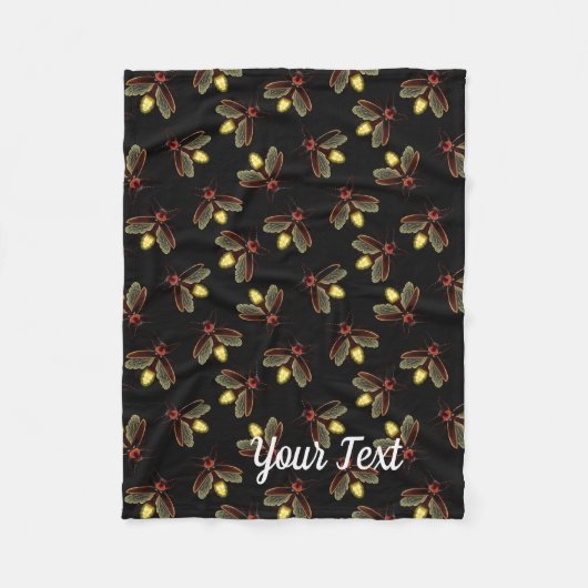 ホタルと夜白熱［赤熱］光を放つの時間 フリースブランケット (正面)