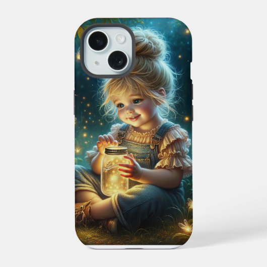 ホタルと小さな女の子 iPhone 15ケース (裏面)