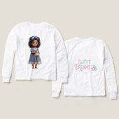 ホタルのあるブルーナイトガウンの小さな女の子 (デザイン 正面＆背面)