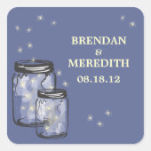 ホタルのあるメイスン結婚の瓶 スクエアシール (正面)