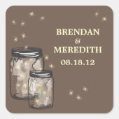 ホタルのあるメイスン結婚の瓶 スクエアシール (正面)