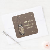 ホタルのあるメイスン結婚の瓶 スクエアシール (封筒)