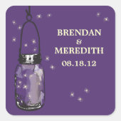 ホタルのあるメイスン結婚の瓶 スクエアシール (正面)