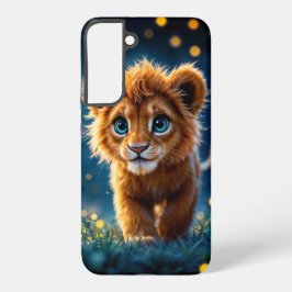 ホタルのように輝く、魅惑の青い目のライオンの仔 SAMSUNG GALAXY S22+ケース