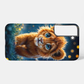 ホタルのように輝く、魅惑の青い目のライオンの仔 SAMSUNG GALAXYケース (裏面横)