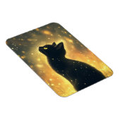 ホタルのアートワークで魅了された黒猫 マグネット (右側)