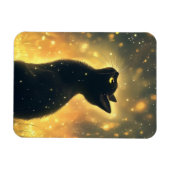 ホタルのアートワークで魅了された黒猫 マグネット (横)