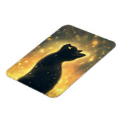 ホタルのアートワークで魅了された黒猫 マグネット (左側)