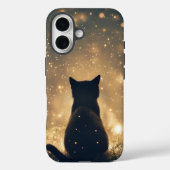 ホタルのアートワークで魅了された黒猫 Case-Mate iPhoneケース (裏面)
