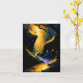 ホタルのグリーティングカードを持つ魔法の妖精 カード (黄色い花)