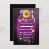 ホタルのマソンジャーを使った whimsicalな結婚式の出欠確認 出欠カード (正面/裏面)