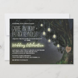 ホタルのメイスンジャーブオークの木の結婚式招待状 招待状