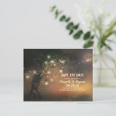 ホタルのメイソンの瓶の木の素朴な日付を保存 案内ポストカード (スタンド正面)