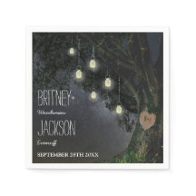 ホタルのメイソンジャール結婚オークツリーのナプキン