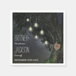 ホタルのメイソンジャール結婚オークツリーのナプキン スタンダードカクテルナプキン