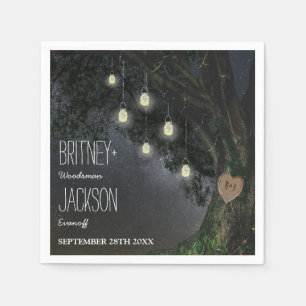 ホタルのメイソンジャール結婚オークツリーのナプキン スタンダードカクテルナプキン