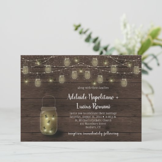 ホタルのメイソンジャー ライト ウェディング 招待状 (スタンド正面)