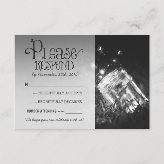 ホタルのメイソンジャー ラスティックガーデン ウェディング RSVP (正面)