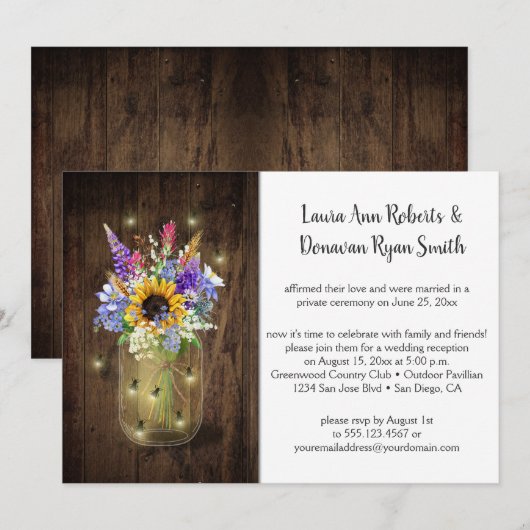 ホタルのメイソンジャー ワイルドフラワー 受付のみ 招待状 (正面/裏面)