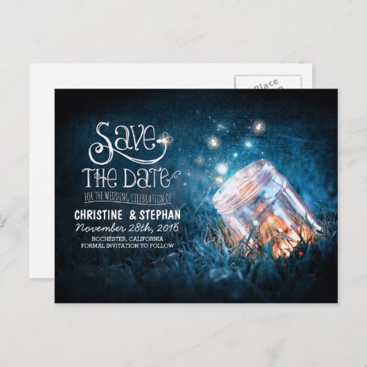 ホタルのメイソン・ジャー・ラシック日付を除く 案内ポストカード (正面/裏面)